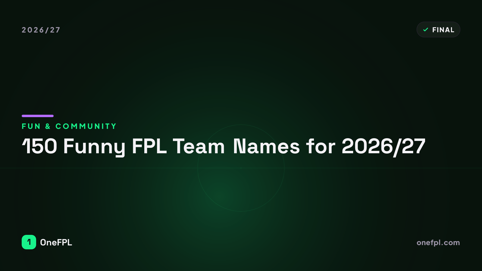 150 Funny FPL Team Names for 2026/27 - OneFPL