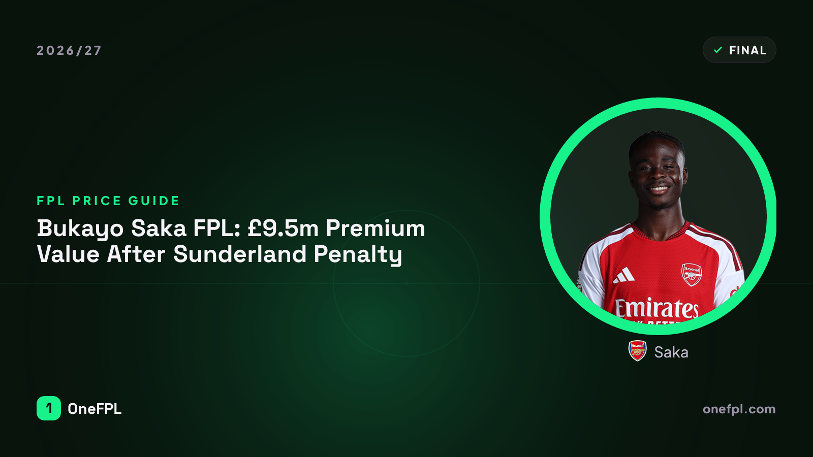 Saka, Arsenal - Fantasy Premier League analysis for 2026/27