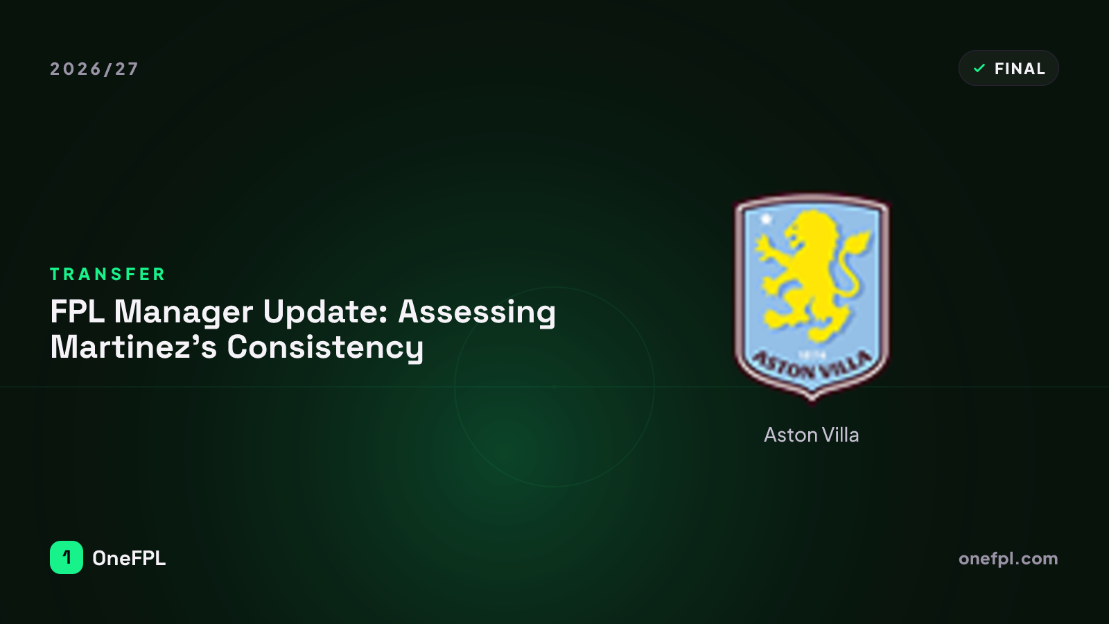 Aston Villa - Fantasy Premier League analysis for 2026/27