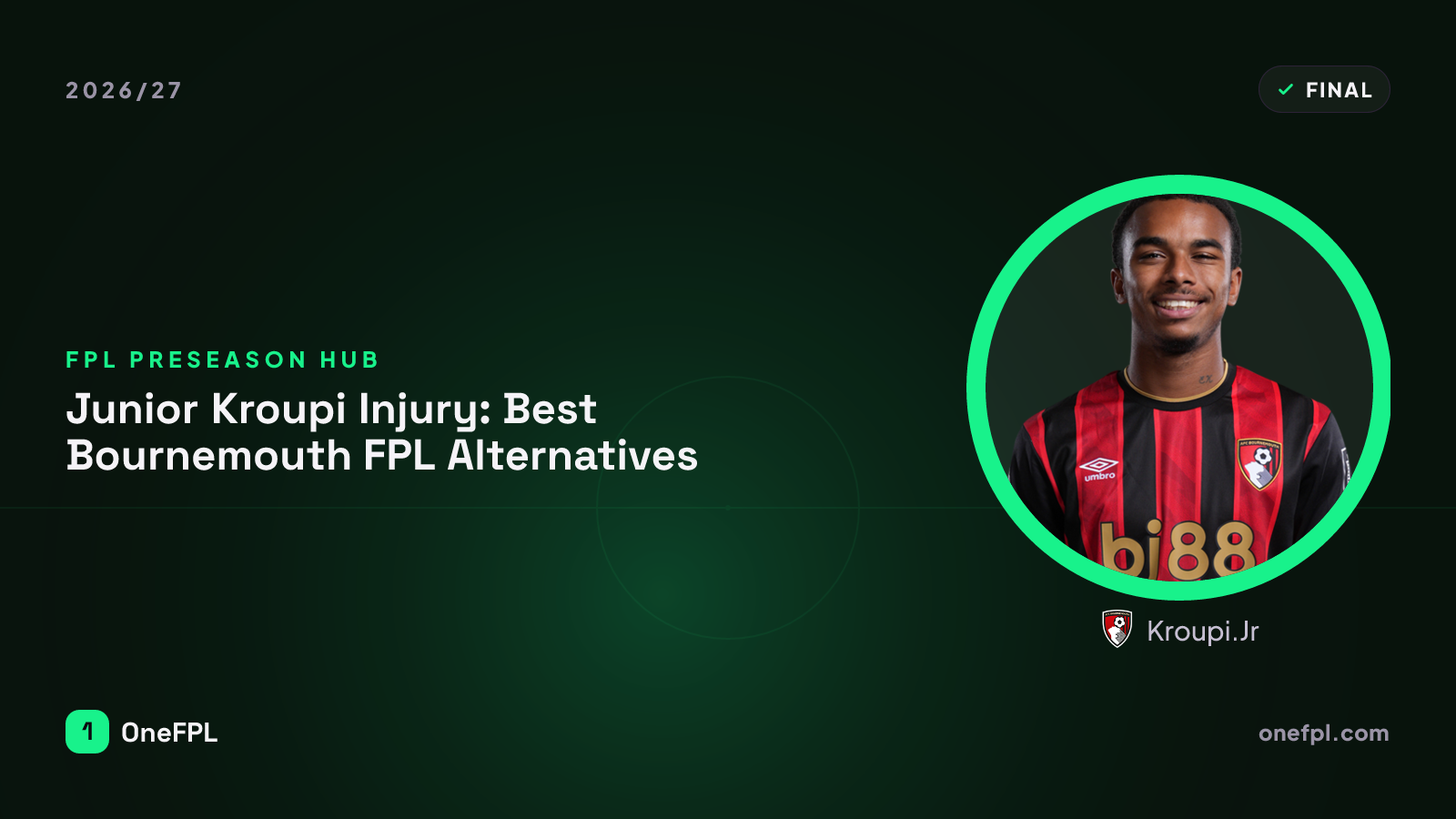 Kroupi.Jr, Bournemouth - Fantasy Premier League analysis for 2026/27